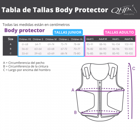 Oferta de Chaleco Protector "BODY PROTECTOR" Junior de QHP Negro Talla L