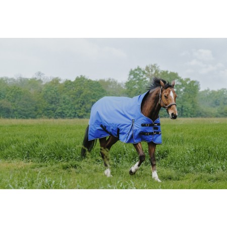 Oferta de Manta de Exterior "TYREX AISANCE 1200D" HIGH NECK Impermeable EQUITHÈME para Poni Azul Talla 105 cm Acolchado 0 gramos
