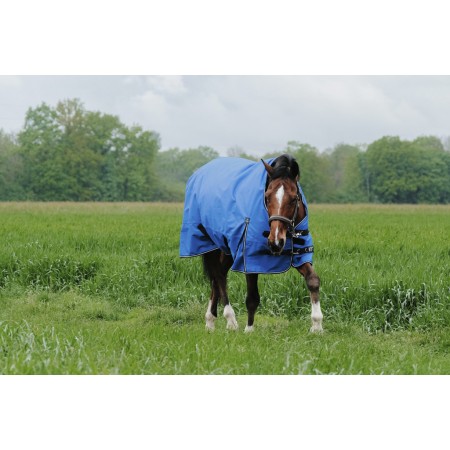 Oferta de Manta de Exterior "TYREX AISANCE 1200D" HIGH NECK Impermeable EQUITHÈME para Poni Azul Talla 105 cm Acolchado 0 gramos