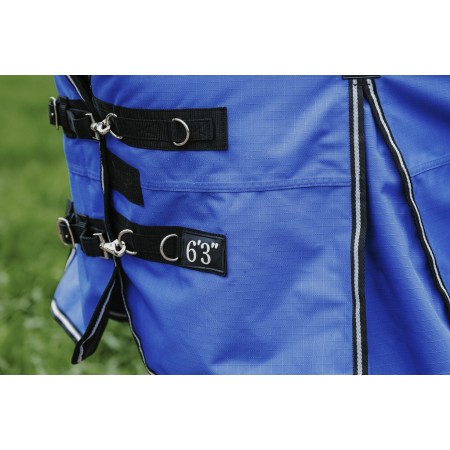 Oferta de Manta de Exterior "TYREX AISANCE 1200D" HIGH NECK Impermeable EQUITHÈME para Poni Azul Talla 105 cm Acolchado 0 gramos