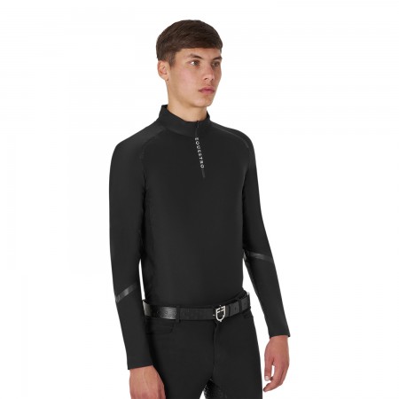 OT Polo de entrenamiento de manga larga para Hombre de EQUESTRO Negro Talla M