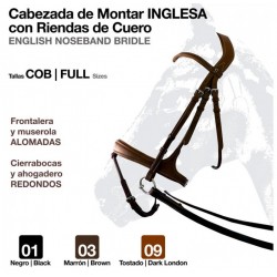 OT Cabezada de Montar Inglesa con Riendas de Cuero de Zaldi Negro Talla Full
