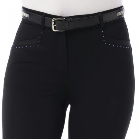 OT Pantalón "SAFIR" con Rodillera de Silicona de EQUITHÈM Negro Talla 12 años