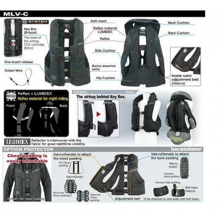 Chaleco equitación Hit-Air Air-bag  MLV-P FLUO  (REGALO DE 1 BOMBONA DE REPUESTO)