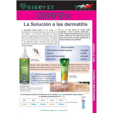 Derfen Orifinal loción para la dermatitis estival del caballo