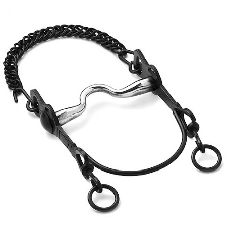 Bocado vaquero pavonado embocadura inox HH barra curva asa caldera grande