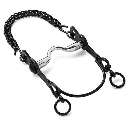 Bocado vaquero pavonado embocadura inox HH barra curva asa caldera mediana