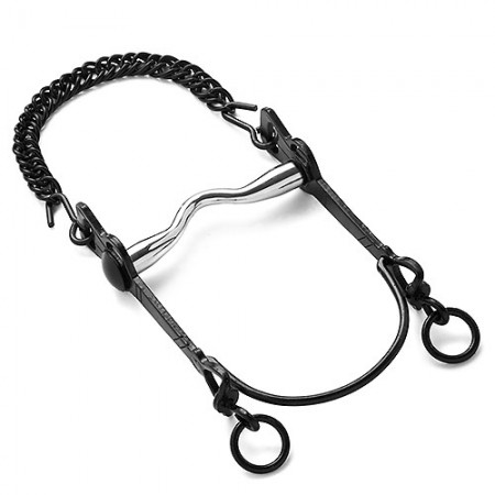 Bocado vaquero pavonado embocadura inox HH barra curva asa caldera grande