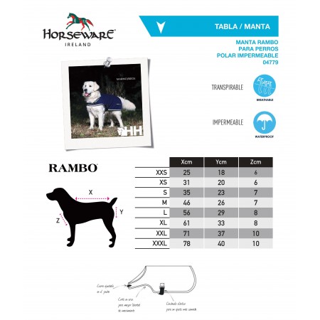Manta polar para perro impermeable Rambo