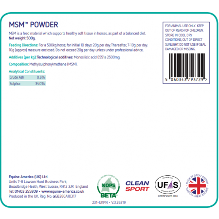 MSM POWDER™ 500g de EQUINE AMERICA