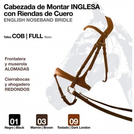 Cabezada de Montar Inglesa con Riendas de Cuero de Zaldi