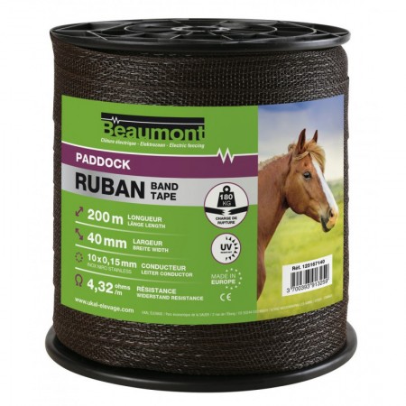 Cinta para pastor eléctrico 40 mm "Paddock" marrón de Beaumont