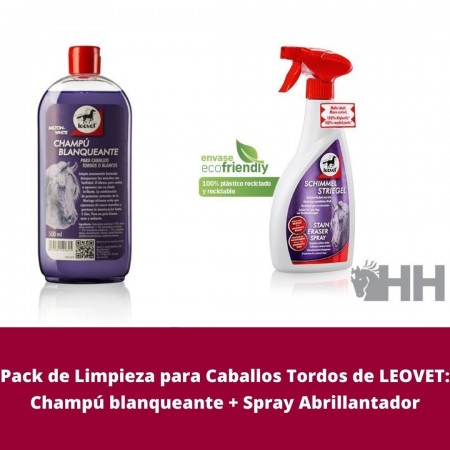 Pack de Champú y Abrillantador Blanqueante para Caballos Tordos