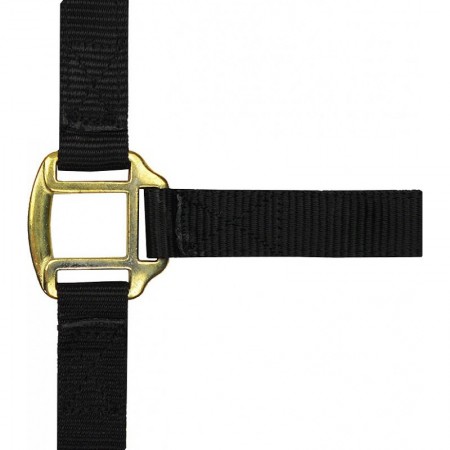 Cabezada de cuadra para caballo de nylon forrada de cuero