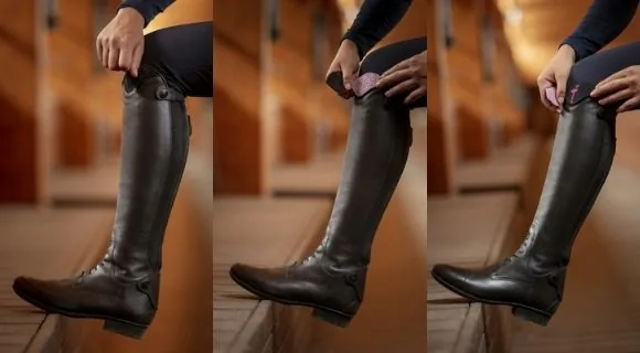 Tres modelos de bota alta de equitación de cuero
